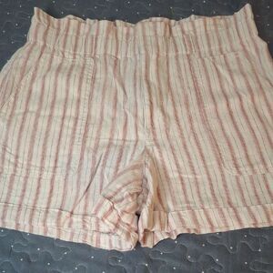 LOFT High Waist Striped Cream and Pink Shorts size medium